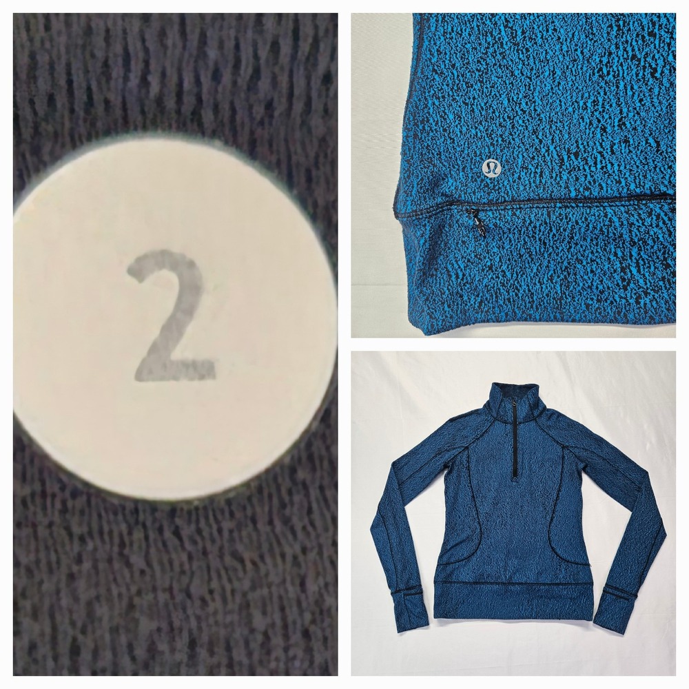 Lululemon Rush Hour 1/2 Zip Running Luon Spray Jacquard Shocking‎ Blue Women's 2